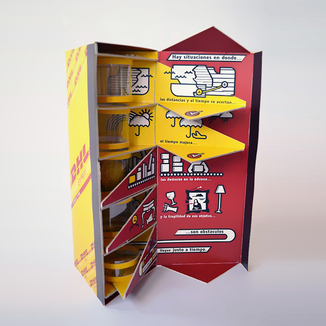 packaging DHL, diseño grafico