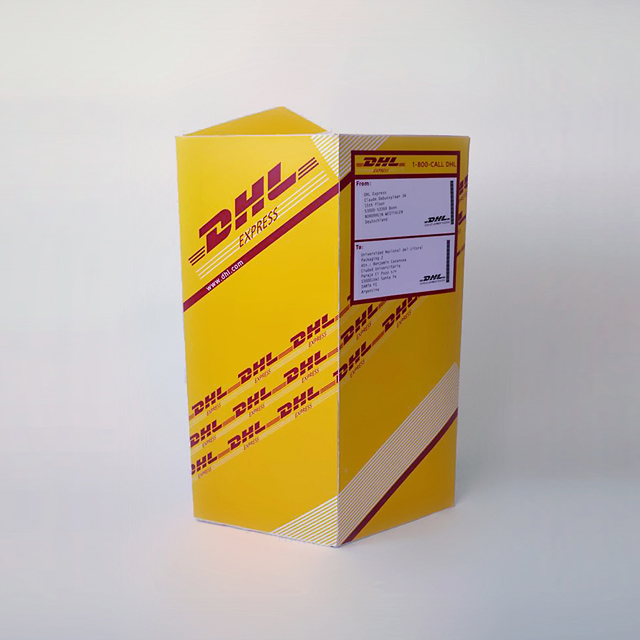 packaging DHL, diseño grafico