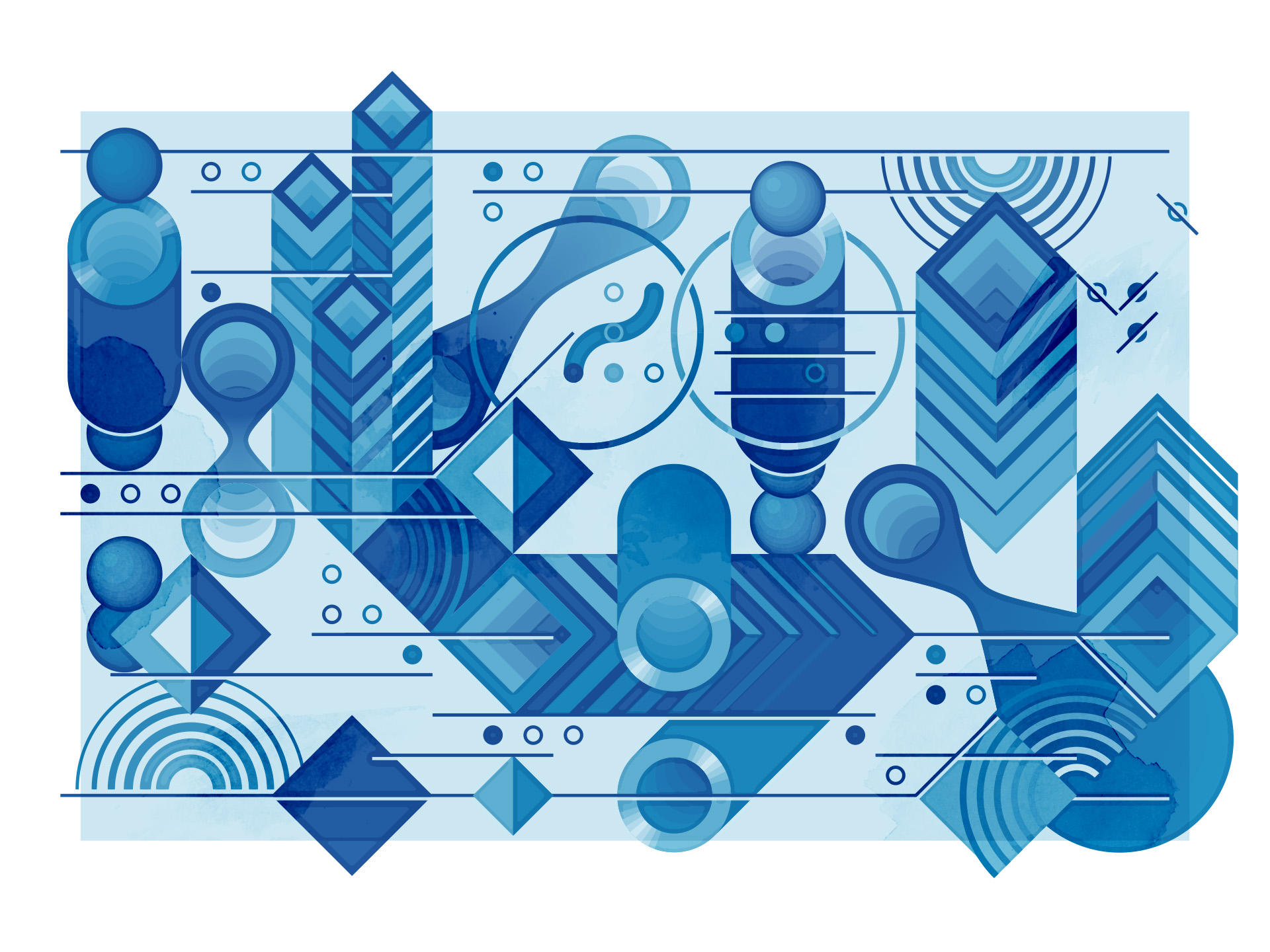 composicion abrstracta, arte digital, azul, benjamin casanova, morfologia, color