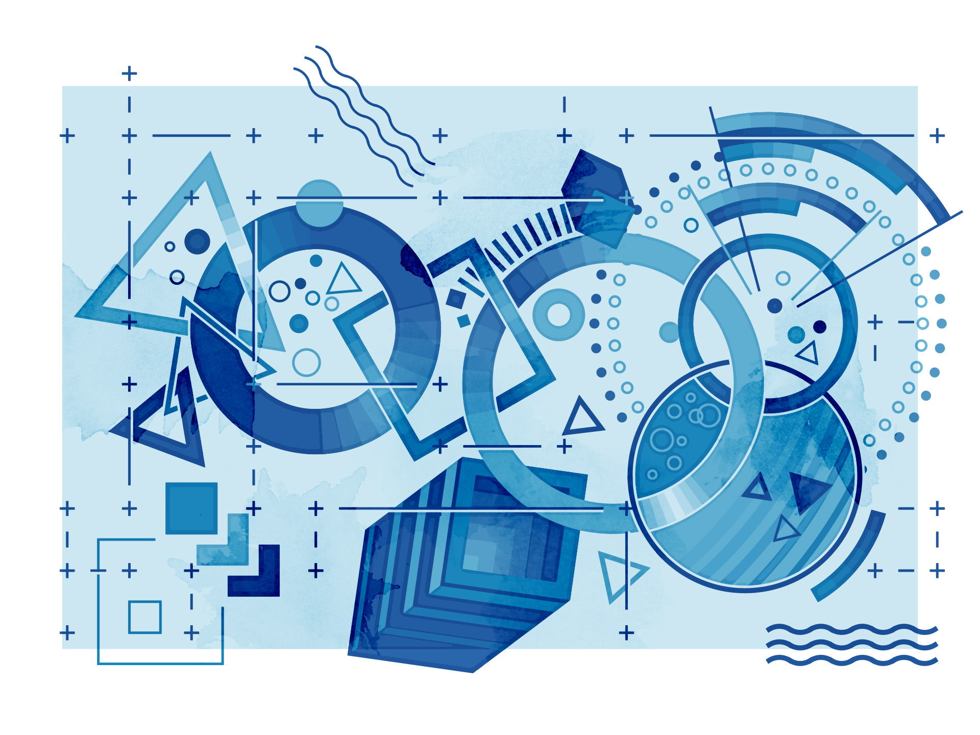 composicion abrstracta, arte digital, azul, benjamin casanova, morfologia, color, kandinsky