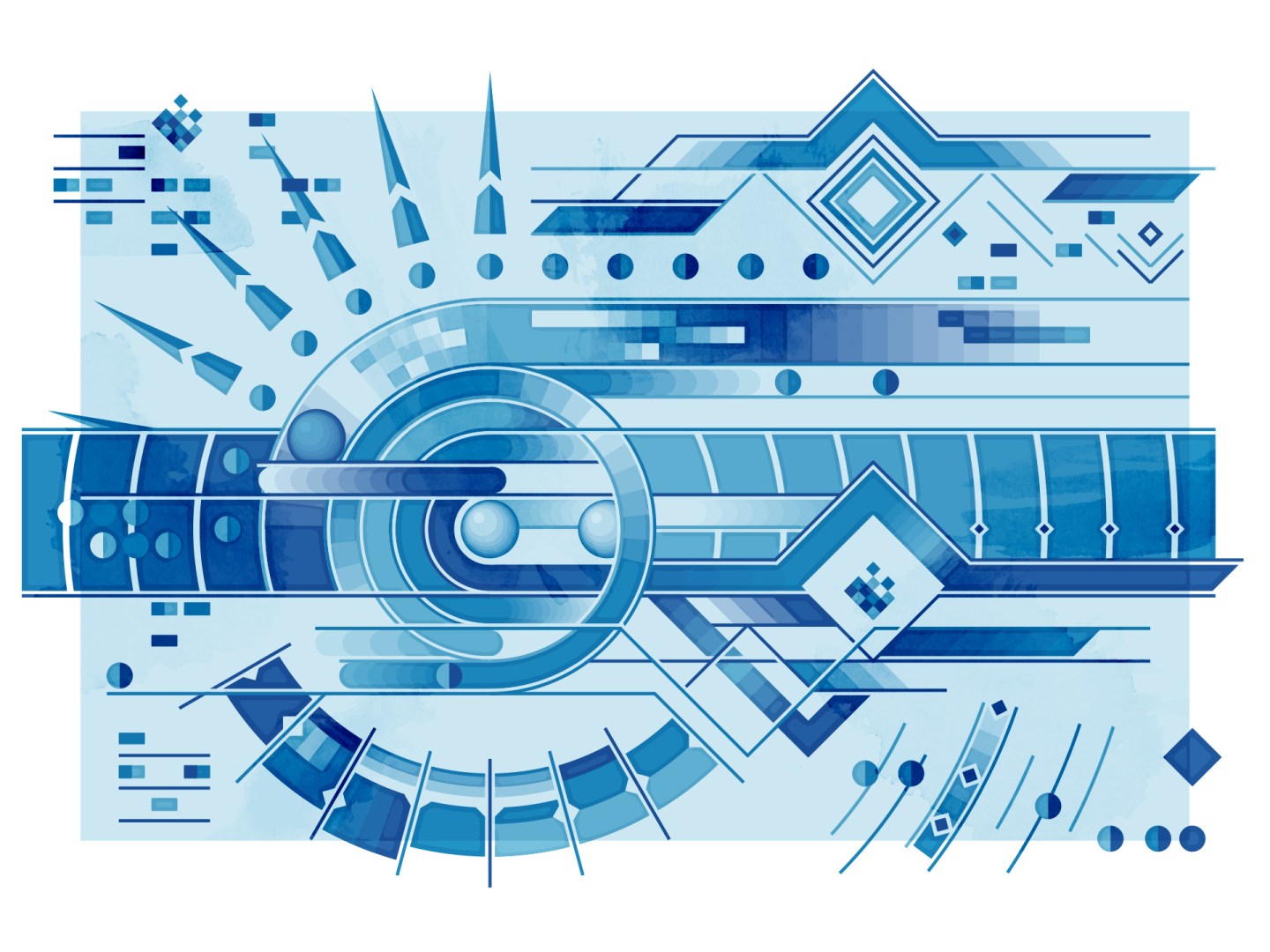 composicion abrstracta, arte digital, azul, benjamin casanova, morfologia, color