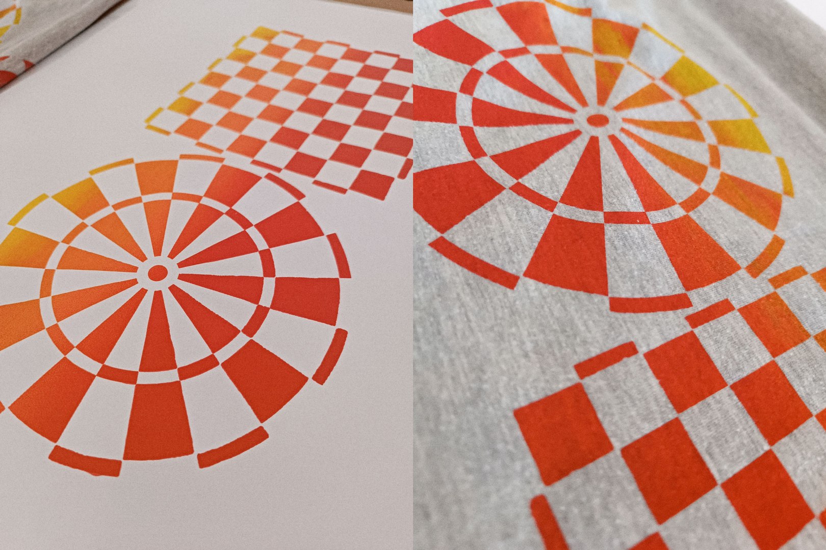 serigrafia, ajedrez, coordenas polares, remera, estampado