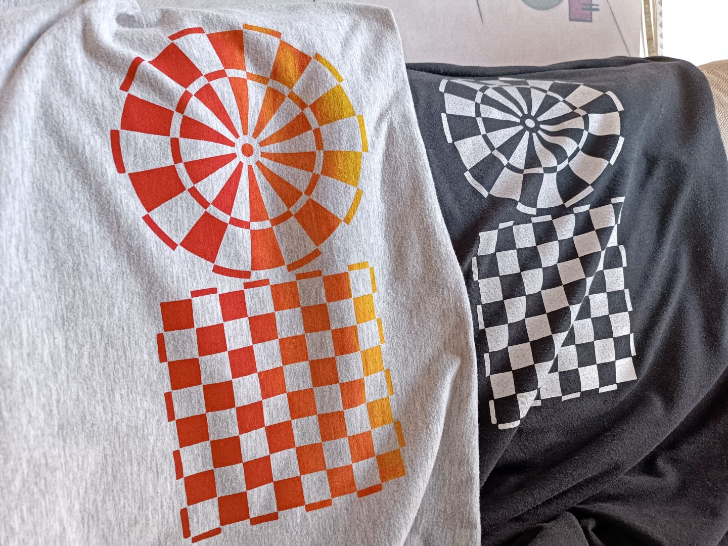 serigrafia, ajedrez, coordenas polares, remera, estampado