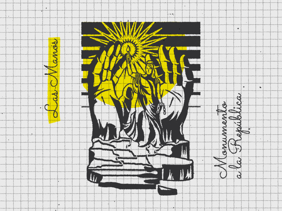 las manos, concepcion del uruguay, logo, insignia, escultura